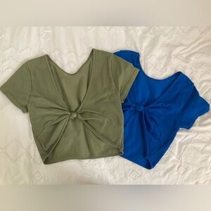 Stylish Knotted Women Tops - Green and Blue